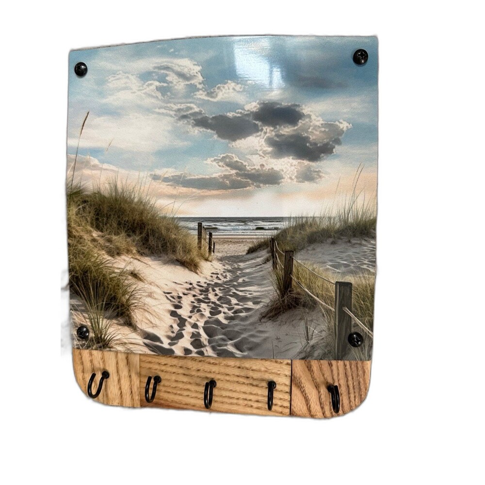 Beach Dunes Metal Print on wood frame with hooks for keys